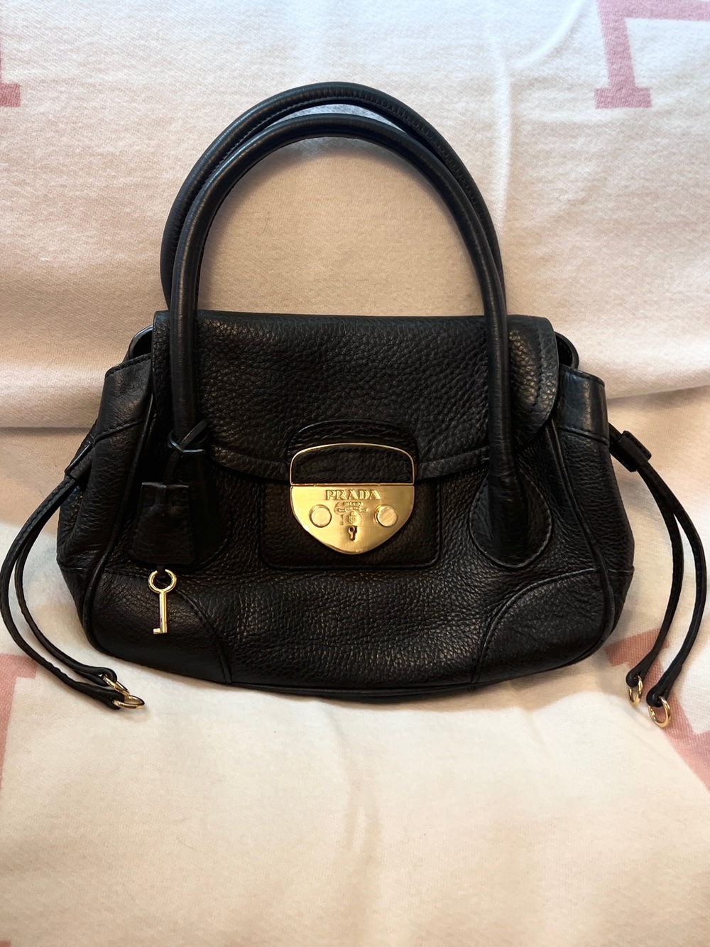 Prada Vintage lock and key bag! RARE! Black Leather Tote⭐️ Offers welcome!